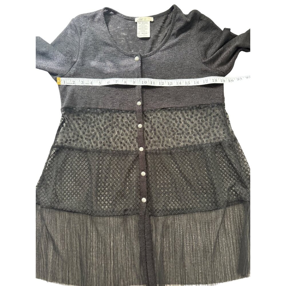 Zoe By Michael Phillips Black Sheer Top Button-Up Cardigan Boho Fairygoth Size M - Picture 5 of 6